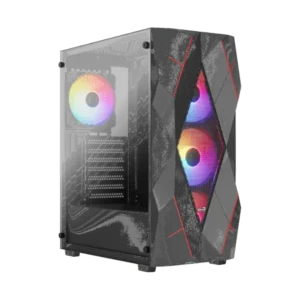 Case Aerocool Volcan Gaming Mid Tower Negro ATX 3 x USB Panel Frontal RGB Panel Lateral Vidrio Templado