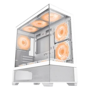 Case Gamemax Vista Tower MW Gaming ATX Blanco 3 x USB Panel Frontal Vidrio Templado