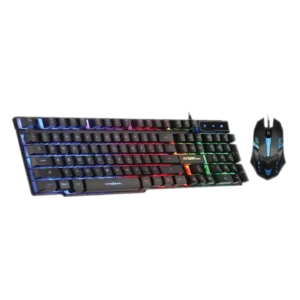 Kit Teclado Mouse Argom Gaming Combat KB51 DPI 800 USB Iluminación Arcoíris Negro