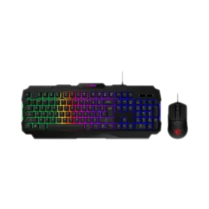 Kit Teclado Mouse Gaming MSI Forcge GK100 DPI 6400 RGB USB Mouse 7 Botones Negro