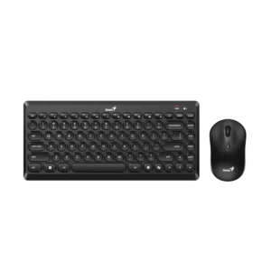 Kit Teclado Mouse Genius Luxemate Q8000 DPI 1600 3 Botones Inalámbrico Teclas Redondas Español Receptor USB Negro