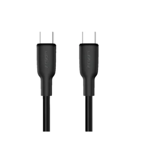 cable argom carga dura flex tipo c a tipo c silicon 1.8 mt negro