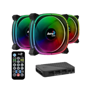 ventilador aerocool astro 12 pro kit 3 en 1 argb rpw hub h66f control remoto negro
