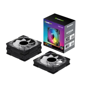 ventilador gamemax kf300r bk kit 3 en 1 reverse argb rpm aspas invertidas negro